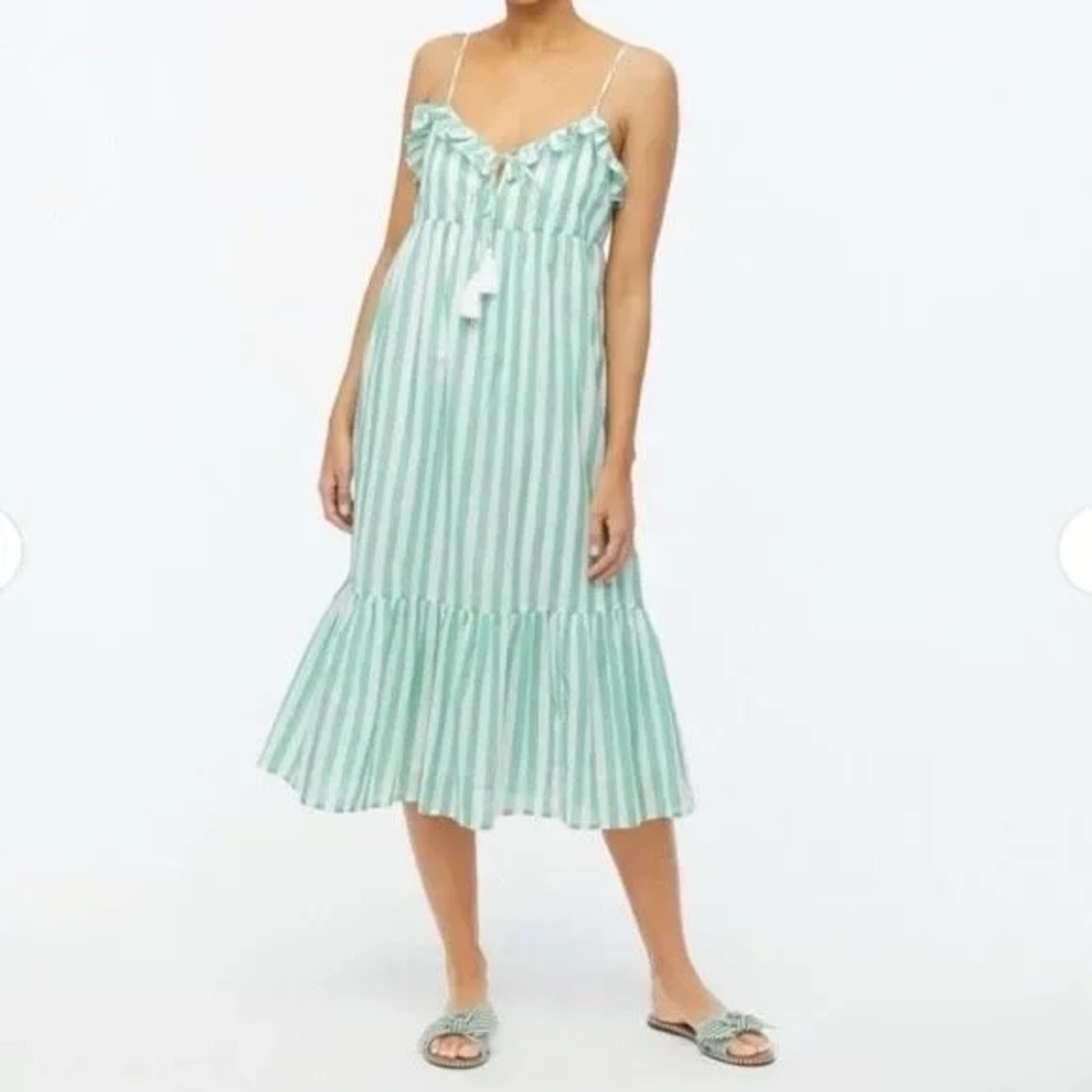 J. Crew Factory Mint Striped Midi Dress